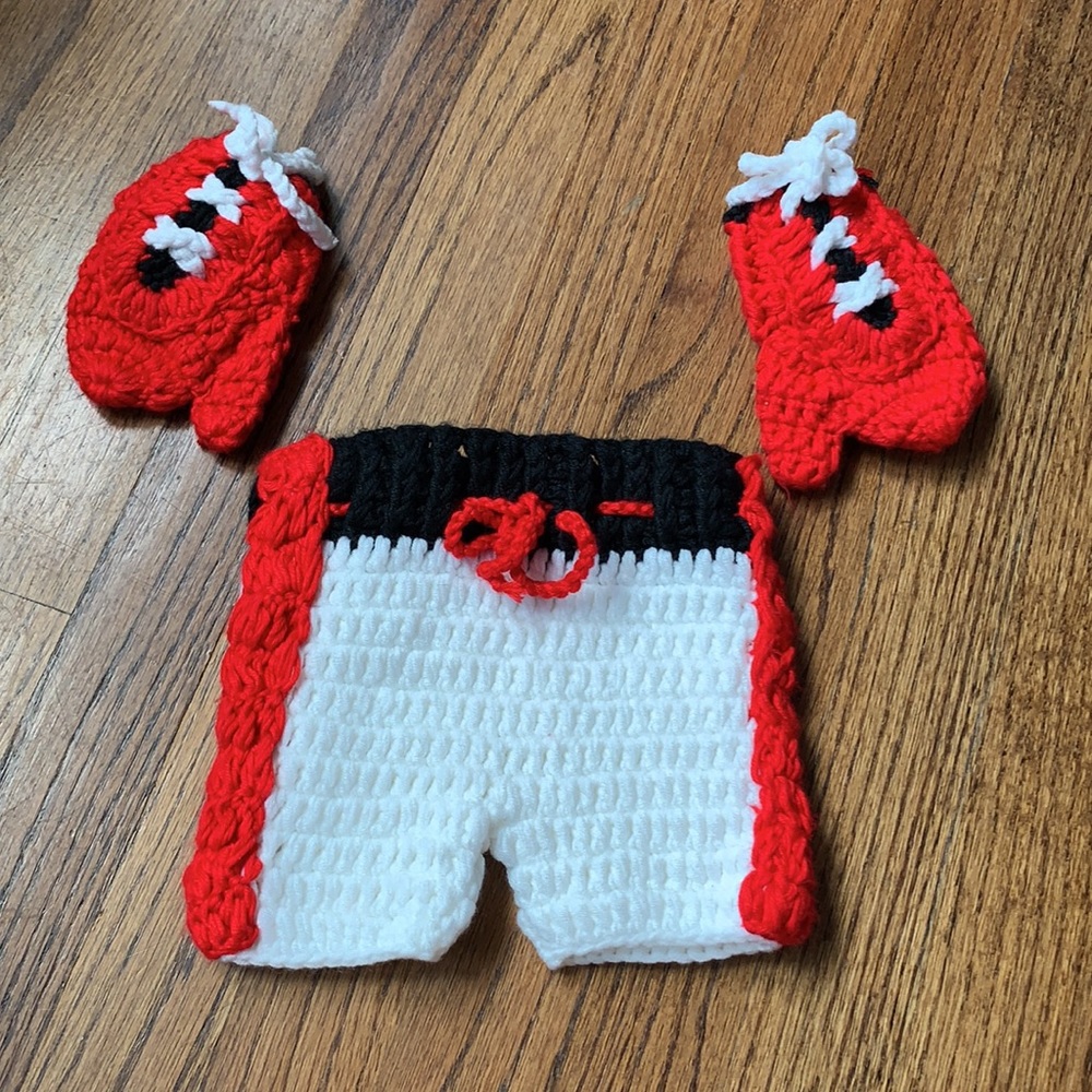 Crochet knit baby boxer boxing newborn photo costume ufc fighter
